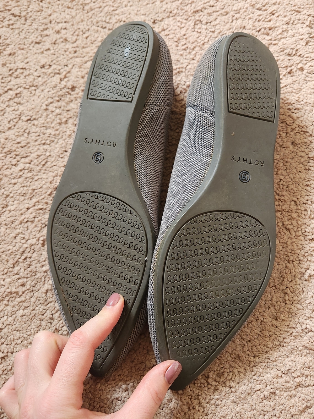 Rothy's Pointed Toe Grey Washable Flat Ladies Minimalist Lightweight Ballet 11.5 - Picture 2 of 7
